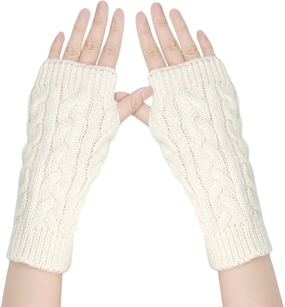 Dailygoods - Andiker Vingerloze winterhandschoenen voor dames, gebreide armwarmers met duimgat, zachte pols halve vingerhandschoenen