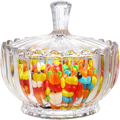 QTTVBTNA – Snoeppot - Bonbonglas met Deksel – Glazen - Ronde Snoeppot / Suikerpot – Luchtdichte Glazen Voorraadpot – Snoep, Chocolade Opbergen – Keuken & Feestdecoratie – Groot