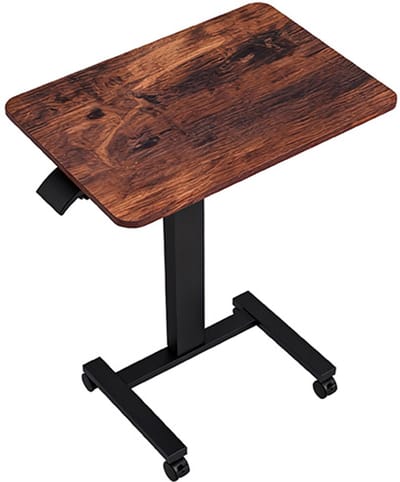 Bureau, laptoptafel, bureau met 4 wieltjes, waarvan 2 met remfunctie, geschikt voor kantoor, werkruimte, studeerkamer 65 x 48 x 68-108 cm bruin spaanplaat