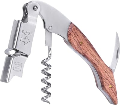 House of Husk Kurkentrekker - Wijnopener - Kelnermes - Flesopener - Multifunctioneel - RVS
