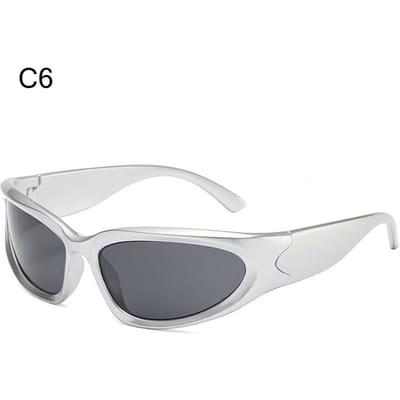 Y2K Zonnebrillen Brillen voor Dames Heren Vijfpuntige Ster Decoratie Eén Stuk Zonnescherm Zonnebrillen Oversized Sport Zon Zonnebrillen Nieuwste