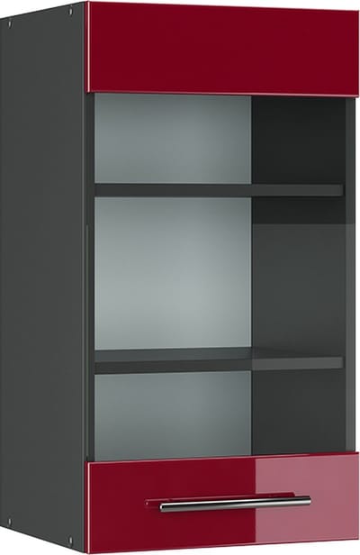 Vicco Fame-Line Glazen keukenkast – 40 cm Bordeauxrode hoogglans