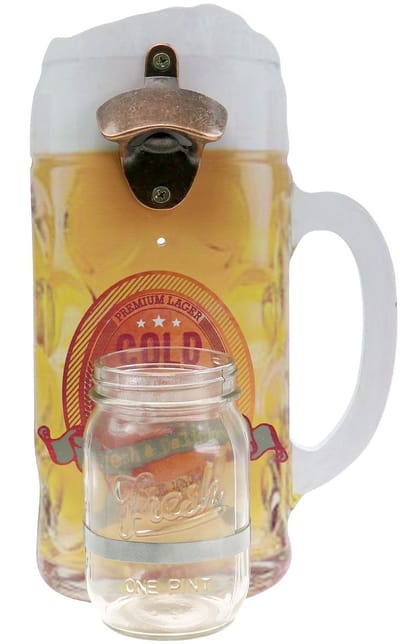 Wandflessenopener met opvangbak 30cm x 18cm