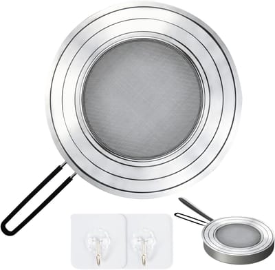 30 cm spatbescherming voor pannen met opvouwbare handgreep, roestvrij staal, vaatwasserbestendig, bescherming tegen vetspatten, kookaccessoires, keukenhulpmiddelen