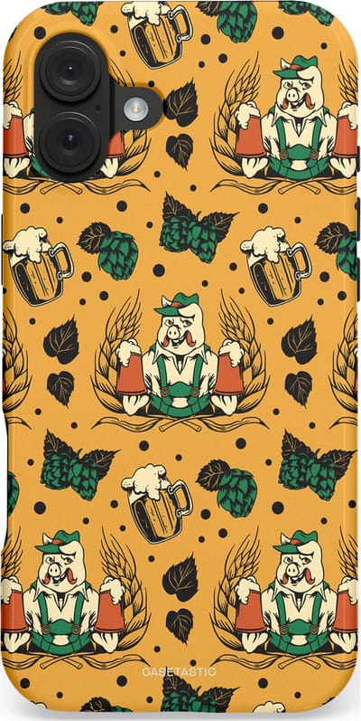 Casetastic hoesje geschikt voor Apple iPhone 16 Plus - MagSafe - Dubbellaagse bescherming - Oktoberpret - Fashion Case - Goud Taupe Donkergroen Donkergrijs