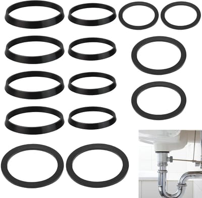 14 stuks, afdichting wastafel afvoer - 1/4 inch (32 mm) sifon afdichting, 1/2 inch (40 mm) sifon afdichtingen voor standaard sifons, fles- & designsifon (8 x wigafdichtingen en 6 x platte afdichtingen