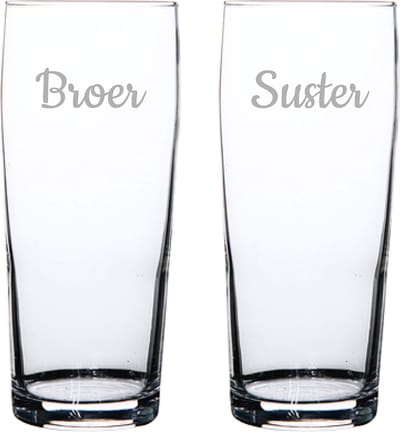 Gegraveerde bierfluitje 19cl Broer-Suster