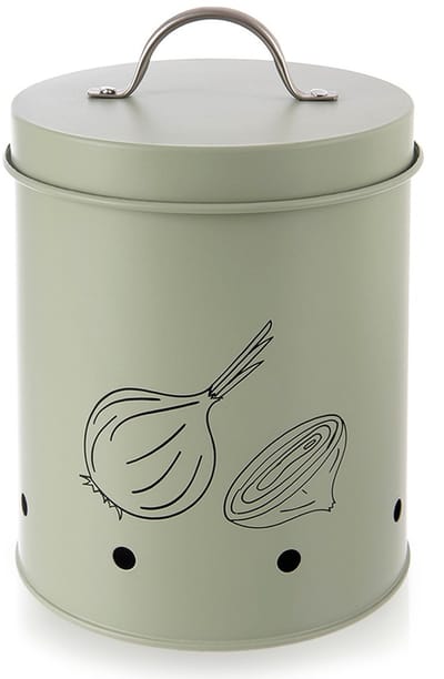 Doos voor Groenten en Fruit Metaal Groen GREENISH 2,4 l - Aardappelbak - Aardappelpot - Bewaardoos - Container - Koelkast Organizer - Opbergbox - Fruitkist