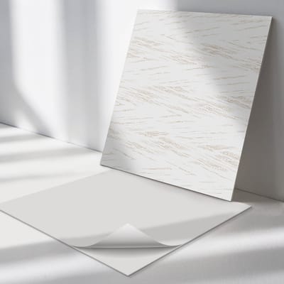 Wallfluent Vinyl Tegels - textuur met Delicate Lijnen Zelfklevende Vinyltegels - 30 cm x 30 cm - Romig Vinyl Tegels - Set van 9 - Vierkant PVC Tegels - Texturen Plaktegels - Vloer Tegels PVC - Plaktegels Keuken en Badkamer