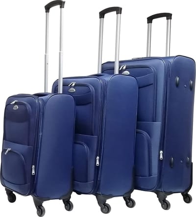 Travelerz 3 delige Stoffen Kofferset - Expandable - Blauw