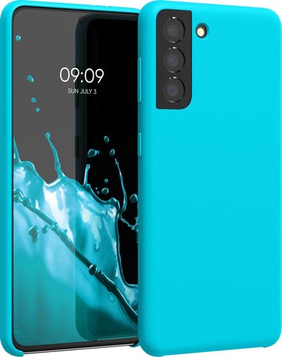 kwmobile telefoonhoesje geschikt voor Samsung Galaxy S21 - Hoesje met siliconen coating - Smartphone case in ijsblauw