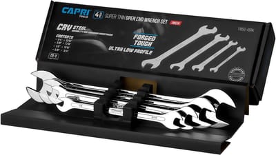 Dunne Steeksleutel Set - SAE Sleutel Set - Krappe Ruimtes - Ultra Dun Profiel - 4 Delig 8 Maten - Chroom