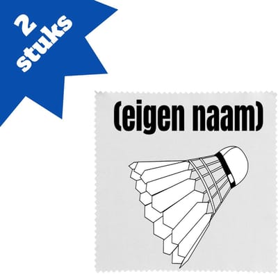 Akyol - badminton shuttle met eigen naam brillendoekjes - Badminton - badmintonner - sport - verjaardag cadeau - kado - geschenk - 17,8 bij 17,8 cm - 2 stuks