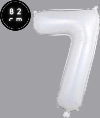 Cijfer Ballonnen - Nummer 7 - Wit - 82 cm - Helium Ballon - Fienosa- Leeftijd verjaardag - Verjaardagsballon - Verjaardag