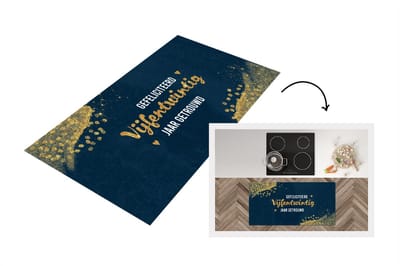 Keukenloper - Loper keuken - Spreuken - Quotes - Goud - Gefeliciteerd vijfentwintig jaar getrouwd - 120x60 cm - Keukenloper vinyl