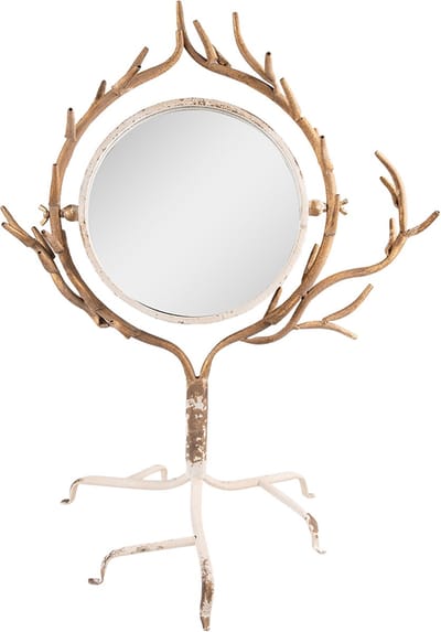 Clayre & Eef Spiegel 51x37x65 cm Beige Goudkleurig IJzer