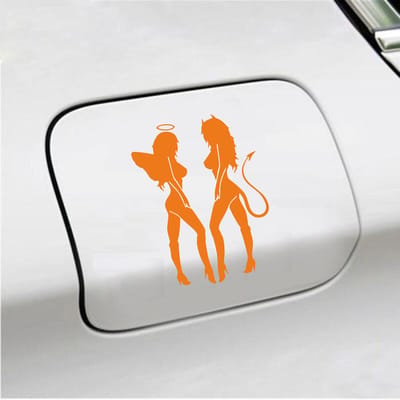 Bumpersticker - Engeltjes - 14 X 10 - Oranje