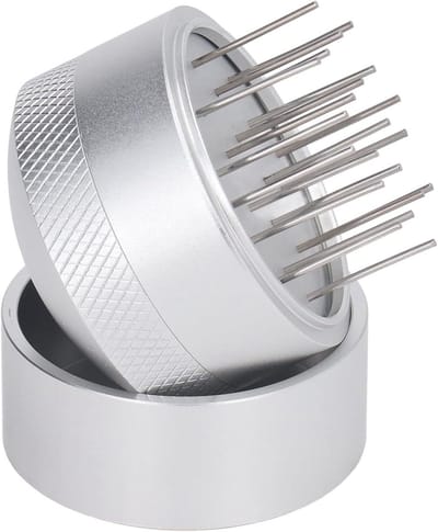 Professionele Espresso Distributietools, RVS Naaldverdeler met Basis, Ideaal voor Koffie en Espresso Bereiding, Perfecte Koffie Extractie, Barista Accessoires