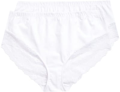 Ulla Popken - Dames - Midi-slips set van 2 kanten inzetstuk opzij - Sneeuwwit - Maat 42+