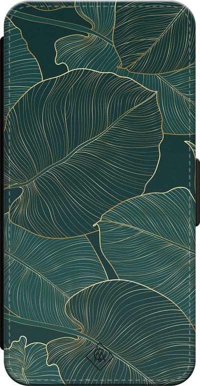 Casimoda® bookcase - Geschikt voor iPhone 16 - Hoesje met pasjeshouder - Monstera Leaves - Groen - Kunstleer
