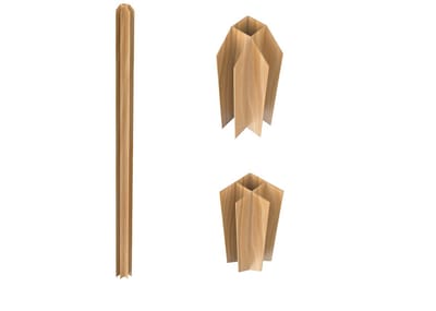 Vente-unique Hoekpaal voor werkplaatsraam van gepoedercoat aluminium 130 cm, licht naturel - BAYVIEW