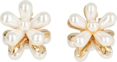 Haarsoires Haarspeld Haarklemmen 2cm – Bloemvorm met Parels – Goud Wit – Set van 2 - Haarclip Klem - Hair Claw - voor Opsteken Haar - Hair Clip - Decoratieve Haaraccessoire