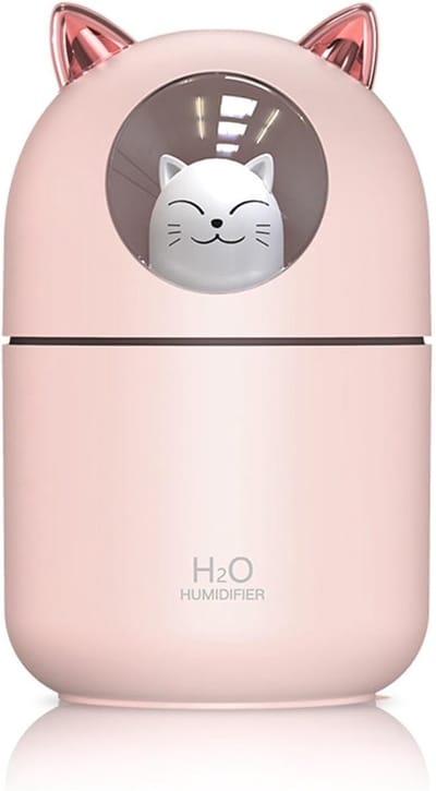 Draagbare Luchtbevochtiger - Katten Aroma Diffuser - Persoonlijke Verzorging - Stille Werking - 300 ml - Roze