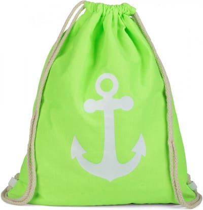 Gymnastiektas met Ankerprint - Sporttas Unisex in Neon Groen/Wit