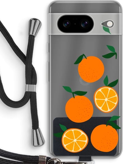 Case Company® - Hoesje met koord geschikt voor Google Pixel 8 hoesje met Koord - Will you be my clementine - Telefoonhoesje met Zwart Koord - Bescherming aan alle Kanten en Over de Schermrand