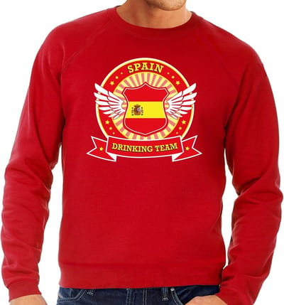 Rood Spain drinking team sweater rood heren - Spanje kleding S