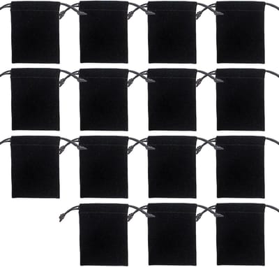 SnelShoppen - 15Pcs Klein Zwart Fluwelen Trekkoord Tas voor Sieraden, Ringen, Kettingen, Geschenkverpakking, Mini Fluwelen Verpakking 7x9cm - Luxe en