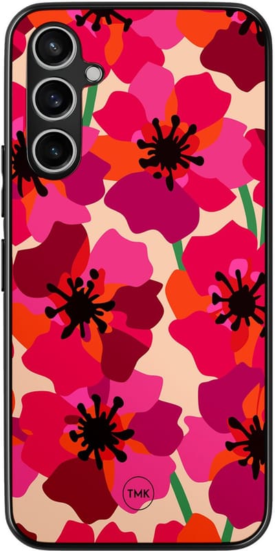 Hoesje geschikt voor Samsung Galaxy A54 - Pink floral bliss - Roze - TPU case - Bloemen - Hardcase zwart telefoonhoesje