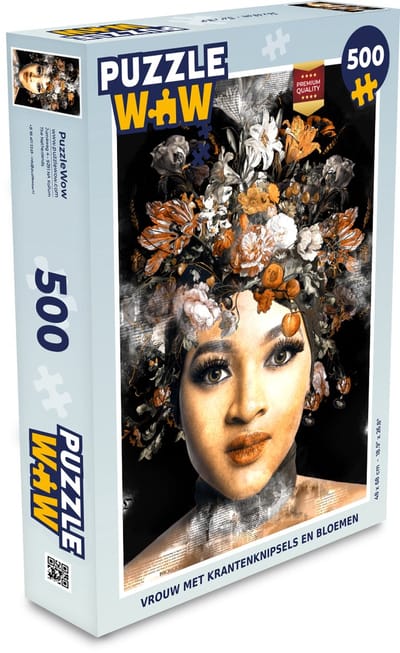 Puzzel Vrouw - Krant - Bloemen - Legpuzzel - Puzzel 500 stukjes