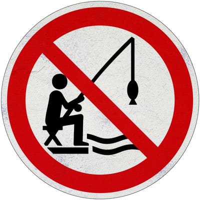Niet vissen verbodsbord | Sign Again materiaal | 10 cm
