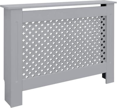 Radiatorhoes grijs 112x19x82 cm MDF honingraatmotief