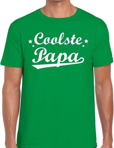 Coolste papa t-shirt groen voor heren - groen coolste papa cadeaushirt - vaderdag shirt S