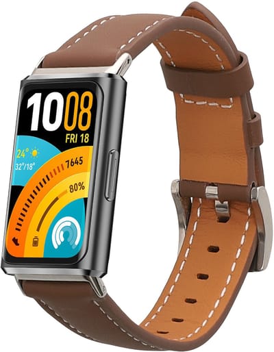 kwmobile lederen horlogebandje geschikt voor Huawei Band 11 / Band 11 Pro polsband - Echt leren smartwatch bandje - Activity tracker horloge band in bruin
