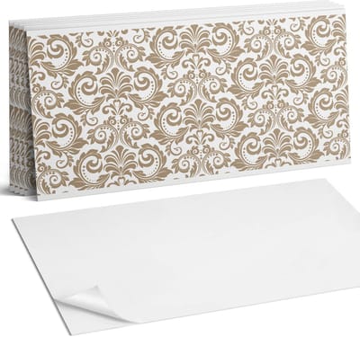 Coloray Plaktegels - Plantenpatroon met ornamenten Wandtegel Zelfklevend - 60 cm x 30 cm - Beige Plaktegels - 6 stuks - Rechthoek PVC Tegels - Plaktegels Keuken - Zelfklevende Vloertegels Badkamer - Vinyl Tegels Zelfklevend - Zelfklevende Wandtegels