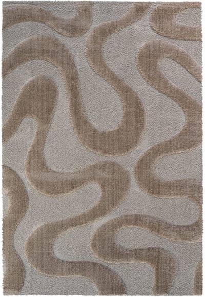 Rugsman Osaka 013.007.7222 Vloerkleed - 160 x 230 cm - Bruin - Rechthoekig - Polyester - Woonkamer - Abstract - Shaggy - Hoogpolig