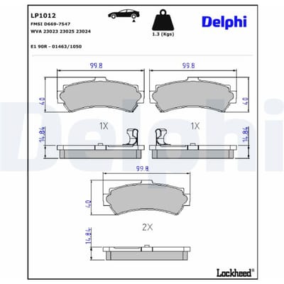 Remblokkenset, schijfrem DELPHI LP1012