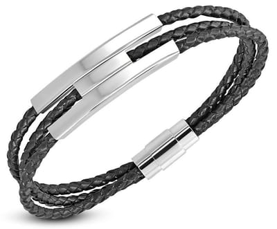 Montebello Armband Calvin D - Leer - 316L Staal - Magnetisch - 9mm - 22cm