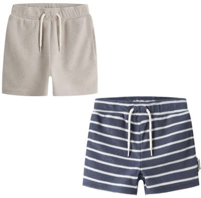 Name it 2 bermuda's jongens - beige en blauw streep - NMMfinti - maat 86