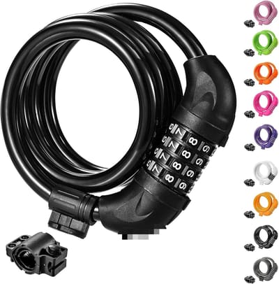 Fietsslotkabel - Antidiefstalslot Fiets - Fiets Beveiligen - 4-Cijferige Combinatie - 8 x 1100 mm - Zwart