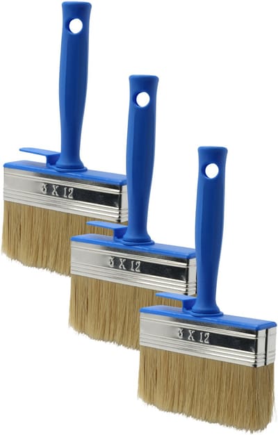 FX Tools Blokkwast van 12 x 3 cm - 3x - schilderen - verfspullen - dikke kwasten - kunststof - syntetische haren