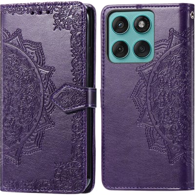 imoshion Hoesje - Geschikt voor Motorola Edge 60 Pro - Mandala Bookcase - Paars