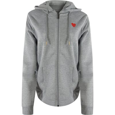 Love Moschino Small Red Heart Logo Grey Zip Hoodie