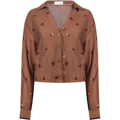 Nukus - Blouse Bruin Nukus Anika Blouse Paillet Blouse Bruin Nkf02160