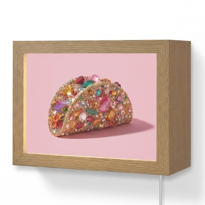 Wandlamp 20x15 cm - Oplaadbaar - Taco - Kleurrijk - Edelstenen - Goud - Wandlampen binnen woonkamer - Slaapkamer lamp met kabel - Decoratieve nachtlamp - Vloerlamp snoer