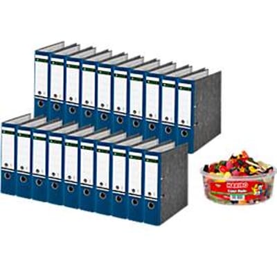 LEITZ® ordner 1080 + 1 kg HARIBO Color-Rado, A4, rugbreedte 80 mm, 20 stuks, blauw