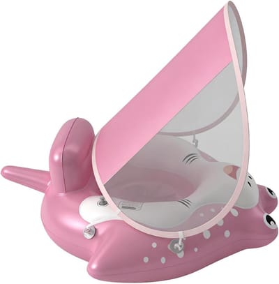 Zwemtrainer baby - Waterdrijver peuter - Veilig zwemmen - Met zonnedak - 80 cm - Roze